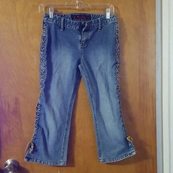 Mudd Jeans Vintage Y2k Mudd Lace Up Capri Jeans Size Set